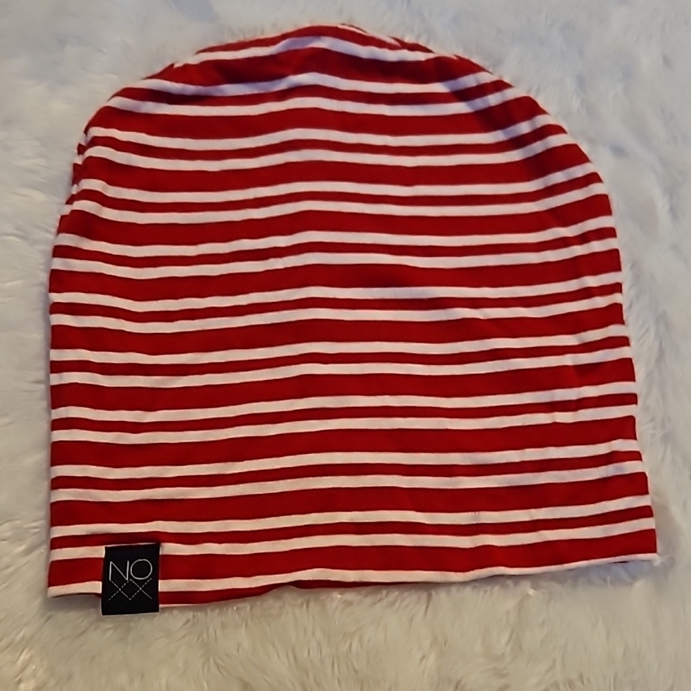 Red and White Striped Kids Beanie